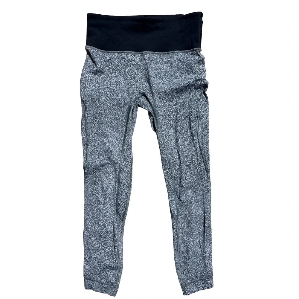 Lululemon Run the Day Crop Legging Tight High Waist‎ Fractal Dark Starlight Sz 6